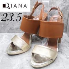 美品】ダイアナDiana ブラウン ゴールドサンダル チャンキー