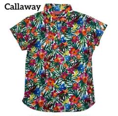 Callaway キャロウェイ レディース ゴルフ 総柄花柄ポロシャツ L