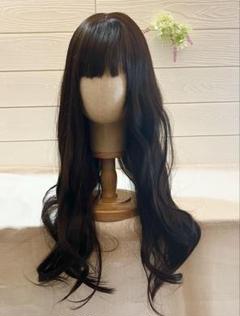 【自然なつむじ】70cmロングカールウィッグ（ダークブラウン）ネット付き
