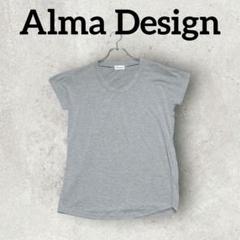 Alma Design 半袖Tシャツ VネックTシャツ 無地T (M) グレー