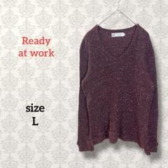 Ready at work【L】コットン混ニットプルオーバー Vネック 伸縮性