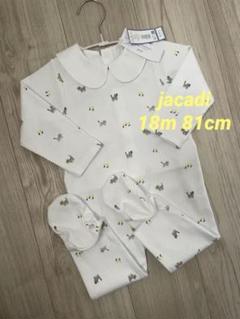 【新品】ジャカディ jacadi 長袖 足つき ロンパース 18m 81cm 猫