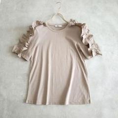 ZARA ザラ　お袖フリル　カットソー　Tシャツ ベージュ　S