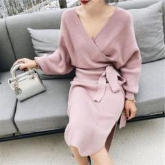 ❤️即購入OK❤️一点のみ入荷❤️ ピンク カシュクール ニット セットアップ