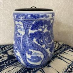 シノワズリ　十九世紀　中国清朝　中期 草花紋 染付 耳付 蓋付き　水指 シノワズリ 十九世紀 中国清朝 中期 草花紋 染付 耳付 蓋付き 水指