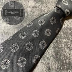 KNT001 LANCEL チャコールグレー 水玉 デザイン シルク
