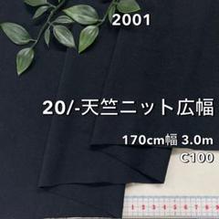 NO,2001 170cm幅 3.0m 20/-天竺ニット　無地　黒