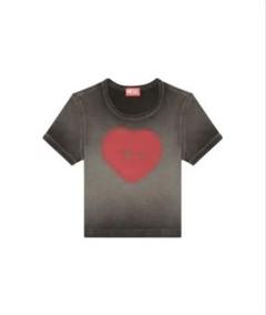 DIESEL ディーゼル T-Ele クロップド Tシャツ ピンク ハート DIESEL】ディーゼル T-Ele クロップド Tシャツ ピンク ハート