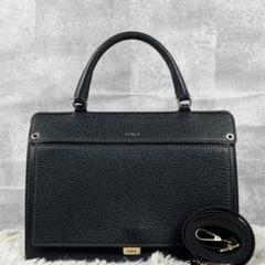極美品 フルラ レザー 2way ショルダーバッグ ライク 斜め掛け ブラック