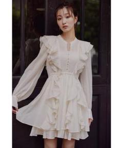 【COCO DEAL】 フリル付きミニワンピース ココディール ＼SALE30%OFF+2点購入で10%OFFクーポン有／即日