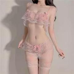 ブラジャー ショーツ セット Tバック M ピンク q032-pink