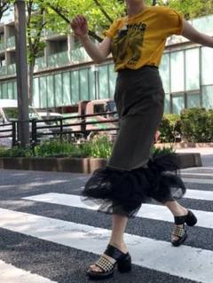 スタイリング　チュールレイヤード　スカート