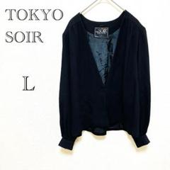 東京ソワール　リファンネ　レース　バラ刺繍　ノーカラージャケット　フォーマル　黒 東京ソワール ジャカードノーカラージャケット+コンビワンピース