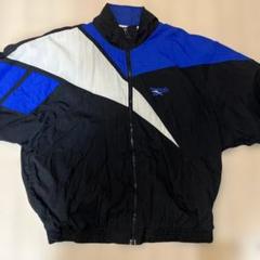 激レア90sリーボックUSA製古着ナイロンジャケット好配色ソリッドブラックブルー US古着・90's】Reebok リーボック ナイロンジャケット メンズ