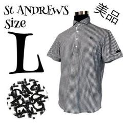 【美品】【L】St ANDREWS 刺繍ロゴ ゴルフウェア プレートネーム 美品】【L】St ANDREWS 刺繍ロゴ ゴルフウェア プレートネーム
