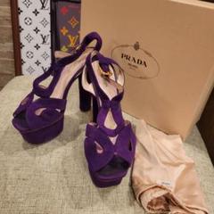 PRADA　パープル　スエード　サンダル　パンプス　ミュール　ブーツ　ワンピース