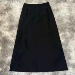 美品✨【HALF MOON】 ブラック フレアロングスカート (M) キレイめ