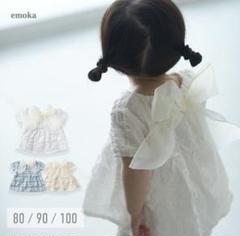 【emoka】ベビー リボンブラウス チェック柄
