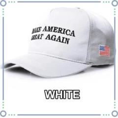 【新品】MAGA 刺繍キャップ WHITE│星条旗ワッペン│フリーサイズ│
