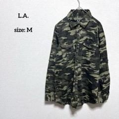 迷彩 デニムシャツ M ミリタリー カモフラージュ ダンガリー ダブルポケット