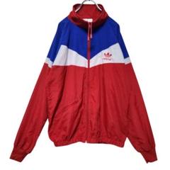 90s adidas ナイロンジャケット L 赤青白 トレフォイル