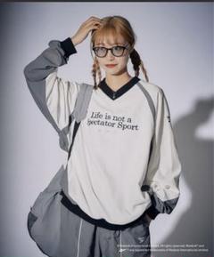 Reebok ナイロンVネックプルオーバーナイロンパイピングカーゴオーバーパンツ Reebok ナイロンVネックプルオーバーナイロンパイピングカーゴ