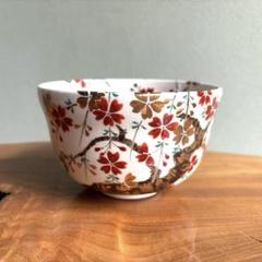 茶道具　抹茶茶碗　桜柄　高台寺窯 茶道具 抹茶茶碗 色絵茶碗 金刷毛目 桜 高台桜 加藤利昇窯 茶道