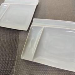 美濃焼き　2枚組イゾラ　箸置き　パレット皿　ブルー系　幅17センチ　日本製