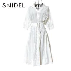 SNIDEL スナイデル　5分袖シャツワンピース　ベルト付　スキッパーカラー　M