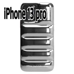 iPhone13proケース　 ダウンジャケット風 シルバー　モコモコ感