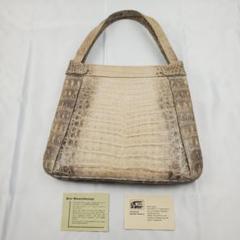 クロコダイル バック IRV認定 ヒマラヤ染め ハンドバッグ トートバッグ 中古 クロコダイル バック IRV認定 ヒマラヤ染め ハンドバッグ トート