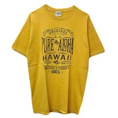 COLORWASH TEES イエロー ALOHA HAWAI プリントTシャツ