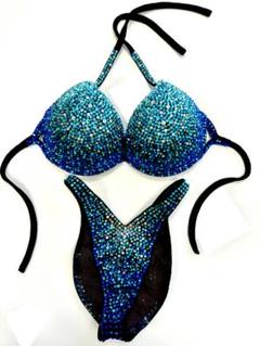 JBBF SV Bikini ビーズ装飾 ビキニ 青と緑のグラデーション JBBF SV Bikini ビーズ装飾 ビキニ 青と緑のグラデーション