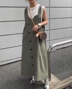 ボタンドレス　ボタンワンピース　ジャンパースカート　2way　アメリヴィンテージ