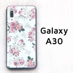 Galaxy A30 ホワイト フラワー カバー ローズ 花柄