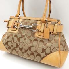 全ての ハンドバッグ COACH ブラウン コーチ レザー シグネチャー バッグ