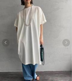 美品 ミズイロインド ロールスリーブ ワイドシルエットTシャツワンピース