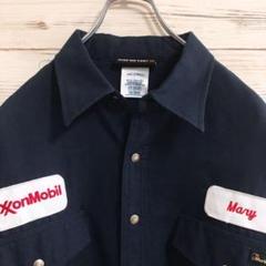 《メキシコ製》workrite ワークシャツ 刺繍ワッペン ネイビー HS77
