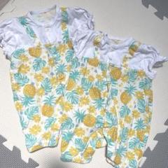 半袖　ロンパース　双子　ツイン　パイナップル　　夏　西松屋
