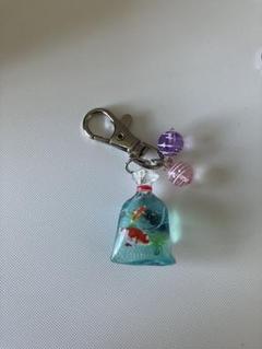 レジン　夏祭り　金魚すくい　水風船　金魚　キーホルダー　①