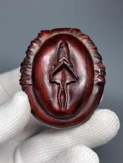 時代提物 縁起物彩色根付 天然素材 在銘【唐仙人】高さ約4.1cm 重さ約14ｇ EV440 時代提げ物 黄楊木(柘植)「達磨大師・払子達磨」根付 高