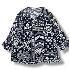 美品 LEONARD SPORT 総柄 ブラウス モノトーン ボタニカル 44
