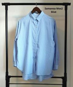 Samansa Mos2 blue/サマンサモスモスブルー/ストライプシャツ/M
