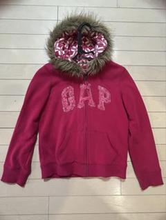 GAP ピンク スパンコール　フード付きファー付きパーカー　平成ギャル　グランジ GAP ピンク スパンコール フード付きファー付きパーカー 平成