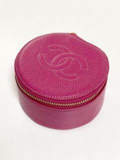 CHANEL キャビアスキンココマークジュエリーケースピンク