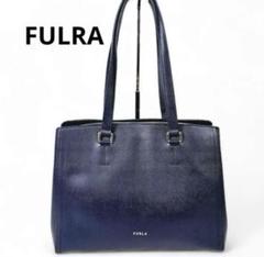 美品⭐️FURLA ネイビー ビジネスバッグ　大容量　多機能　レザー　近年モデル FURLA ネイビー トートビジネスバッグ ネクストL A4可 大容量