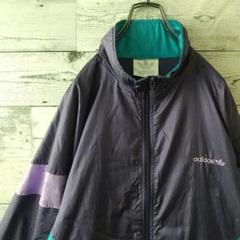 希少サイズ☆アディダス 刺繍ロゴ マルチカラー ナイロンジャケット 3L 90s