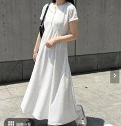 GeeRa ジーラ 前後2WAYハーフジップフレンチ袖ワンピース ホワイト 白