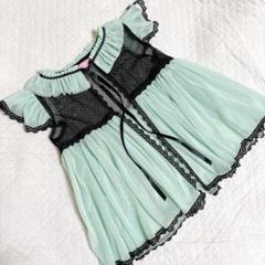 ハンドメイド＊エプロンワンピース＊レース＊シフォン＊ドット＊リボン＊フリル未使用