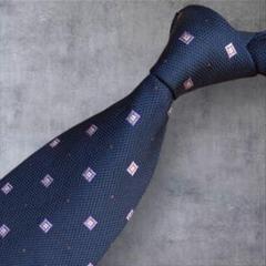 C145/BURBERRY LONDON ネクタイ ネイビー スクエア柄